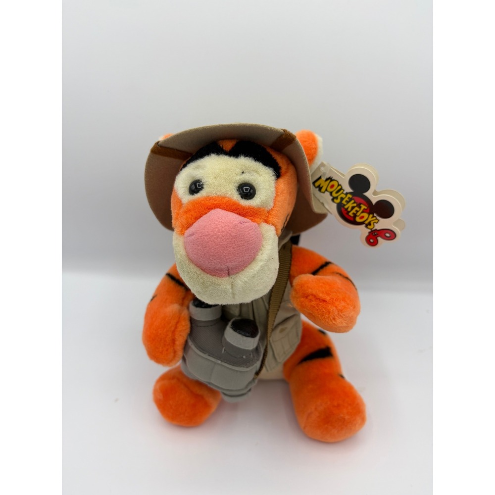 Vintage Disneyland Safari Tigger Plush Winnie the Pooh Vest Hat Binoculars NWT
